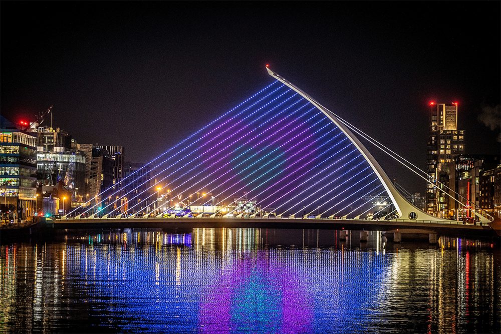 Lights on Samuel Beckett bridge